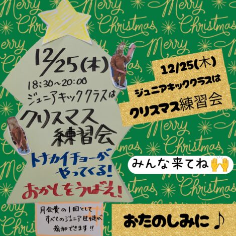 12/25(木)　クリスマス練習会(ジュニアキッククラス)